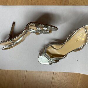 Kate Spade silver leather croc slingback dress sandals size 10